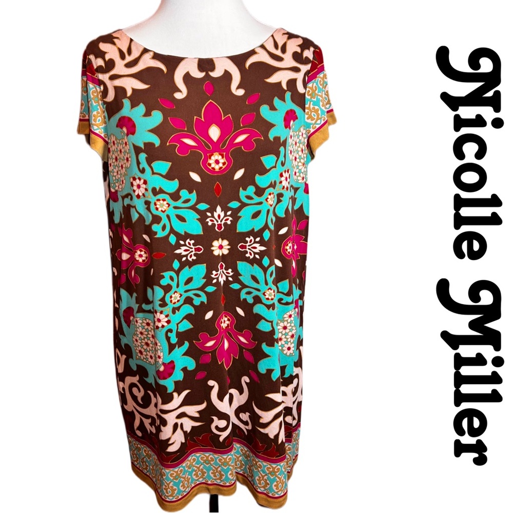 Nicole Miller Collection Bohemian Print Silk Dress